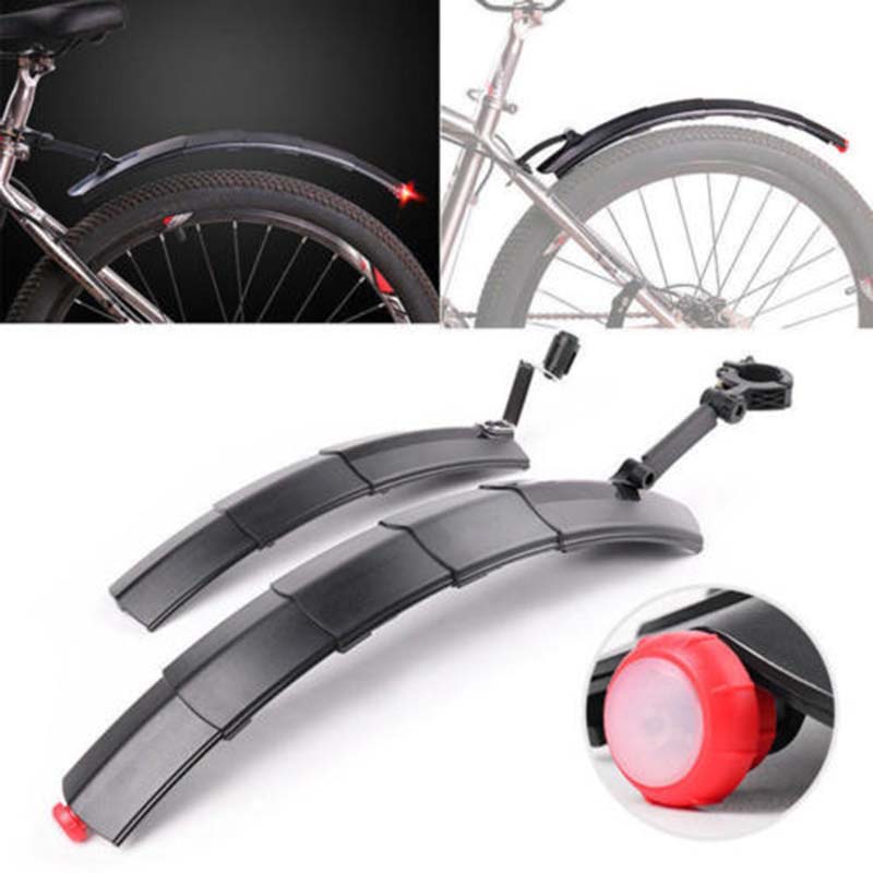 ROBESBON Telescopic Folding Bicycle Fender Set with Taillight MTB Mudguard Bicycle Front Rear Fender for Road Bike Mud Guard ROBESBON Telescopic Folding Bicycle Fender Set with Taillight MTB Mudguard Bicycle Front Rear Fender for Road Bike Mud Guard